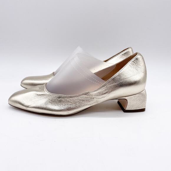 27 Edit Naturalizer Women's Florence Square Toe Pump Shoes Gold Leather 5.5 M - Picture 8 of 13